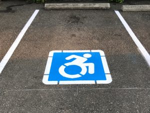 Smith Road Marking - Line Painting Road Marking of Accessibility Handicap Parking Lot Stall in Parksville BC Canada